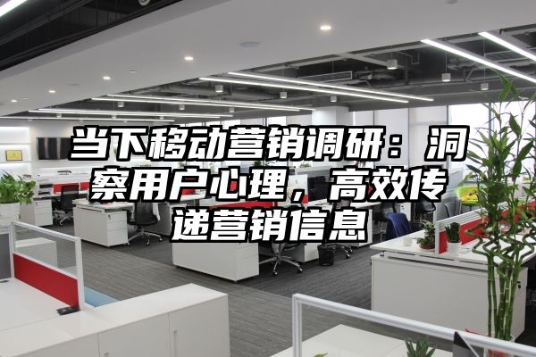 当下移动营销调研：洞察用户心理，高效传递营销信息